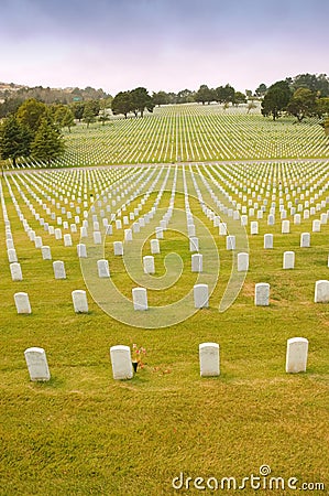 Gravestones in the military cemetary Stock Photo