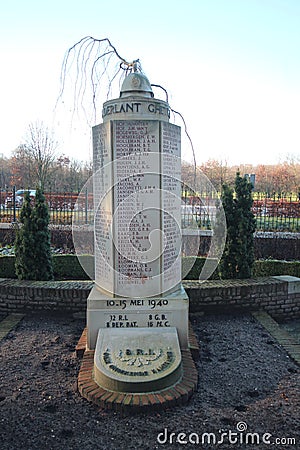 Gravestones and statues on the military field of honour at the Grebberberg in the Netherlands, Editorial Stock Photo