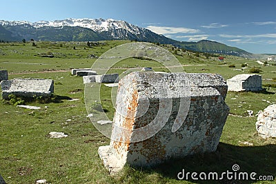 Gravestones on tableland Dugo Polje in Bosnia Stock Photo