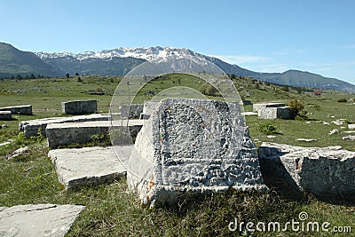 Gravestones on tableland Dugo Polje in Bosnia Stock Photo