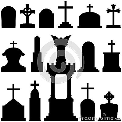 Gravestones Tombstones Headstones Vector Illustration