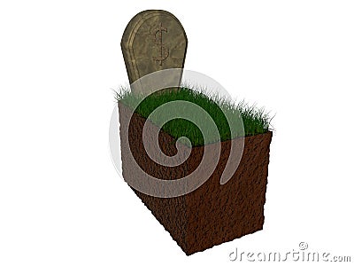 Graveyard with dollar sign izolated in white background Stock Photo