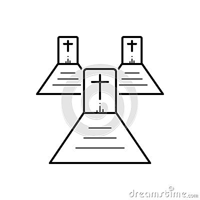 Black line icon for Graveyard, town and cemetery Vector Illustration