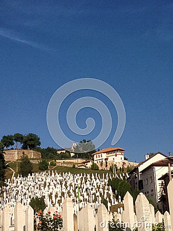 Graveyard in Sarajevo in Bosnia and Herzegovina 1.8.2015 Editorial Stock Photo