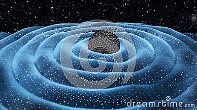 Gravitation waves around black hole in space Cartoon Illustration