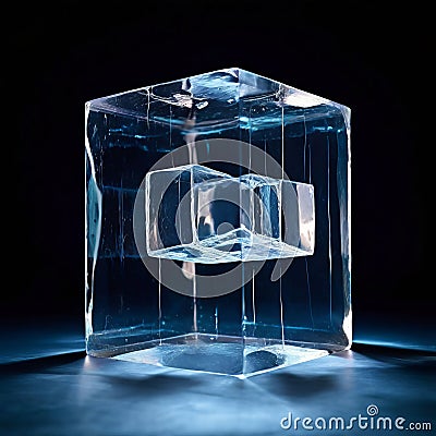 gravity defying floating cube a sculpture of a floating cube th Stock Photo