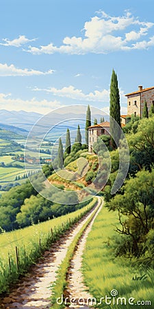 Gravity-defying Landscapes: A Fusion Of Guido Borelli Da Caluso And Hiroshi Nagai Stock Photo