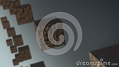 Gravity matal cube abstract background 3d animation Stock Photo