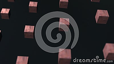 Gravity metal rust cube abstract background 3d animation Stock Photo