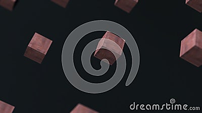 Gravity metal rust cube abstract background 3d animation Stock Photo