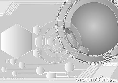 Gray abstract hexagon and circle lines background vector Vector Illustration