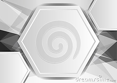 Gray abstract poly and hexagon background with copy space Vector Illustration