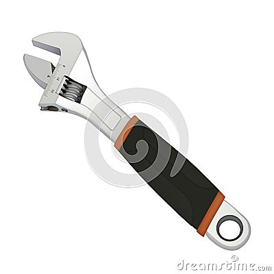 Gray adjustable end wrench on the white background Stock Photo