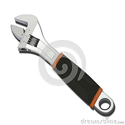 gray adjustable end wrench on the white background Stock Photo