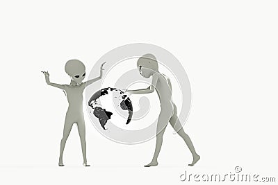 Gray aliens Cartoon Illustration