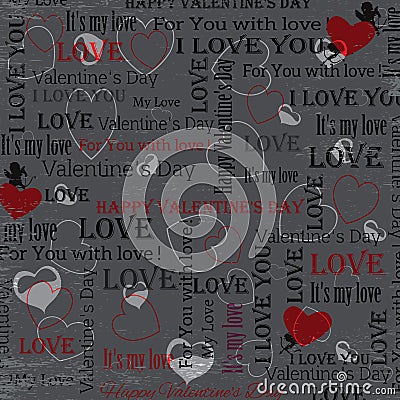 Gray background to the Valentine's Day. vintage. Set 5. Vector Vector Illustration