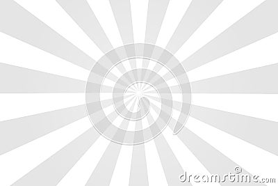 Gray background with white sun ray. Pattern of starburst. Abstract texture with light of sunburst. Radial beam of sunlight. Retro Vector Illustration