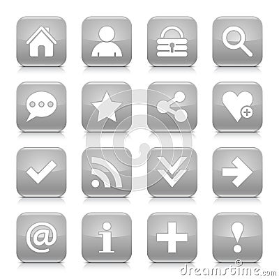 Gray basic sign rounded square icon web button Vector Illustration