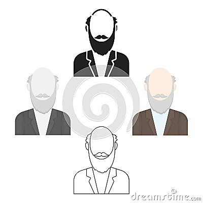 Gray beard icon cartoon. Single avatar,peaople icon from the big avatar vector illustration cartoon. Vector Illustration