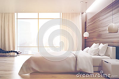 Gray bedroom, side, toned Stock Photo