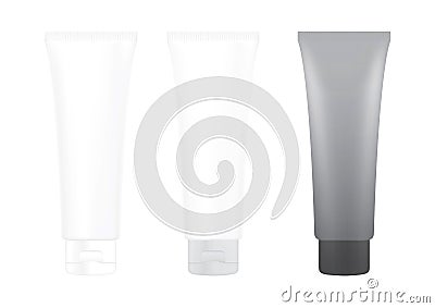 Tube Gray Black Cream Foam Bottle on white background isolated, cosmetics, cream tube treatment tube white Stock Photo