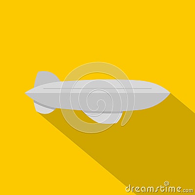 Gray blimp aircraft flying icon, flat style Vector Illustration