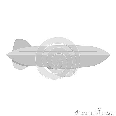 Gray blimp aircraft flying icon isolated Vector Illustration