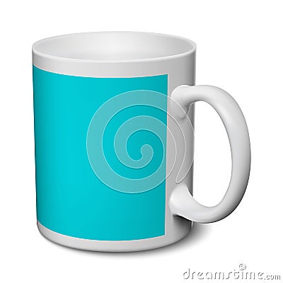 Gray and blue mug realistic 3D mockup Vector Illustration