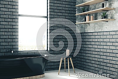 Gray brick bathroom Stock Photo