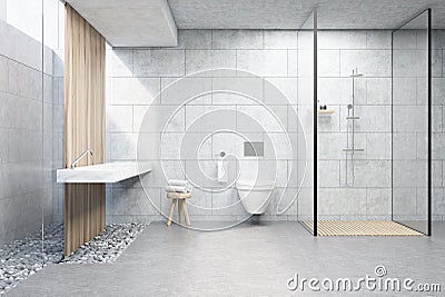 Gray brick shower Stock Photo