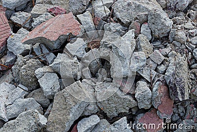 Gray brown texture of stones in a pile of rubbish Stock Photo