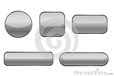 Gray buttons. Collection of matted shaped signs Vector Illustration