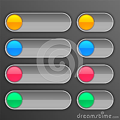 Gray buttons set in different sizes Vector Illustration