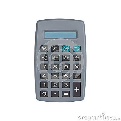 Gray calculator isolated on white Stock Photo