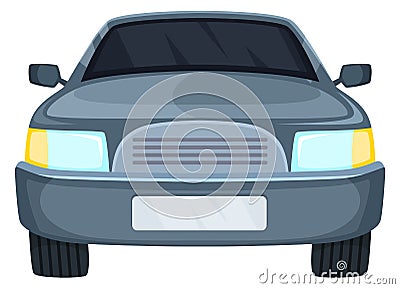 Gray car front view. Cartoon sedan icon Vector Illustration