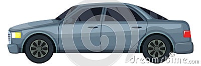 Gray car side view. Cartoon sedan icon Vector Illustration