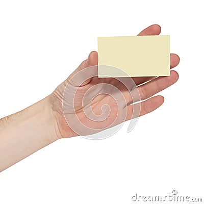 Gray card blank in a hand Stock Photo