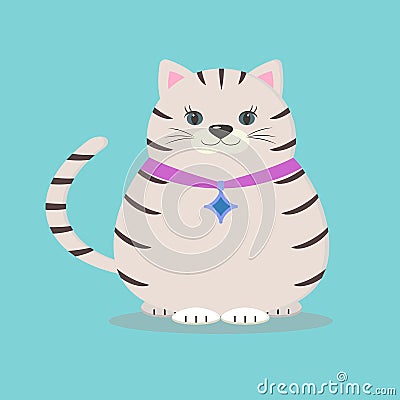 Gray cat with a suspension. Vector Illustration