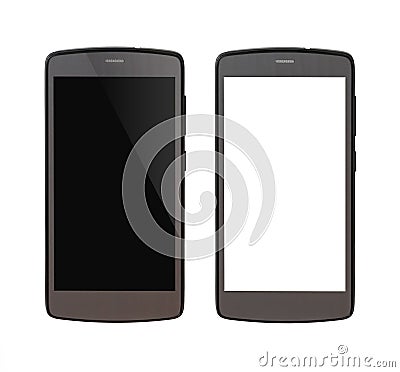 Gray cellphone isolated on white background Stock Photo