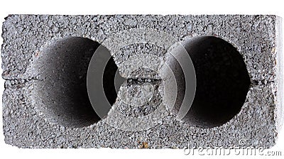 Gray Cement Cinder Block Isolated On White Background. Stock Photo