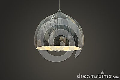 Gray chandelier with grunge texture, large ceiling, modern lamp design Stock Photo