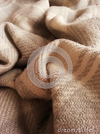 Gray check knitted textile scarf Stock Photo