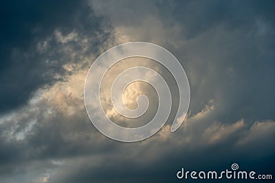gray clouds. The sky before the rain and thunder. blue sky over gray clouds Stock Photo
