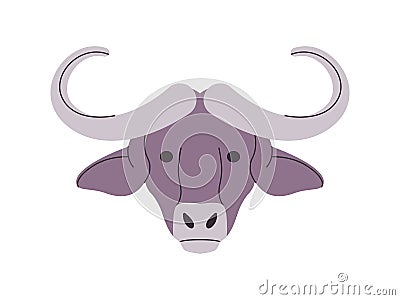 gray color buffalo head horned wild nature mammal animal strong power dangerous herbivore Vector Illustration