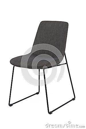 Gray color cloth chair with chrome legs, modern designer. Chair isolated on white background. furniture and interior Stock Photo