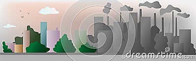 Gray and color ecology city help the world with eco-friendly concept ideas,Vector Illustration Stock Photo