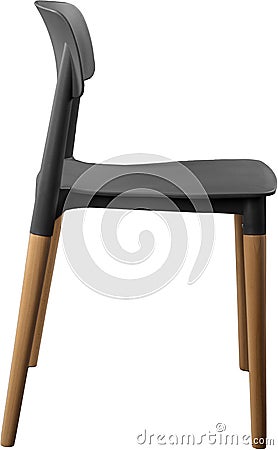 Gray color plastic chair, modern designer. Chair on wooden legs isolated on white background. furniture and interior Stock Photo