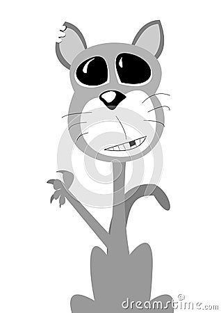 Gray comic art cat with big eys Stock Photo