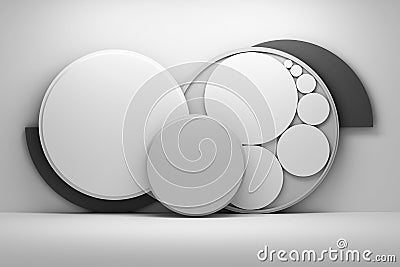 Gray composition with circles Cartoon Illustration