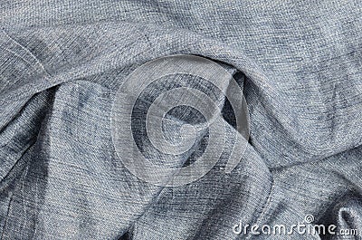Gray crumpled linen background Stock Photo